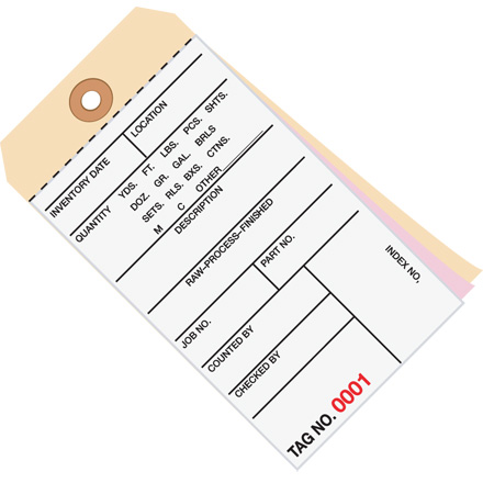 6 <span class='fraction'>1/4</span> x 3 <span class='fraction'>1/8</span>" - (3500-3999) Inventory Tags 3 Part Carbonless # 8