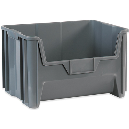 19 <span class='fraction'>7/8</span> x 15 <span class='fraction'>1/4</span> x 12 <span class='fraction'>7/16</span>" Gray Giant Stackable Bins