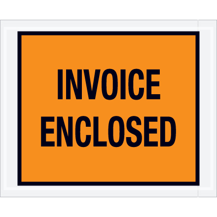 4 <span class='fraction'>1/2</span> x 5 <span class='fraction'>1/2</span>" Orange "Invoice Enclosed" Envelopes